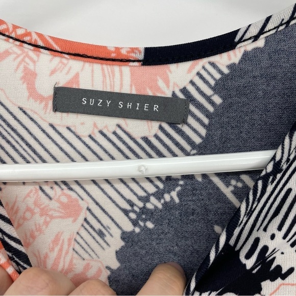 Suzy Shier  pink black Floral fitted twist sleeveless summer casual dress SP - Picture 4 of 14